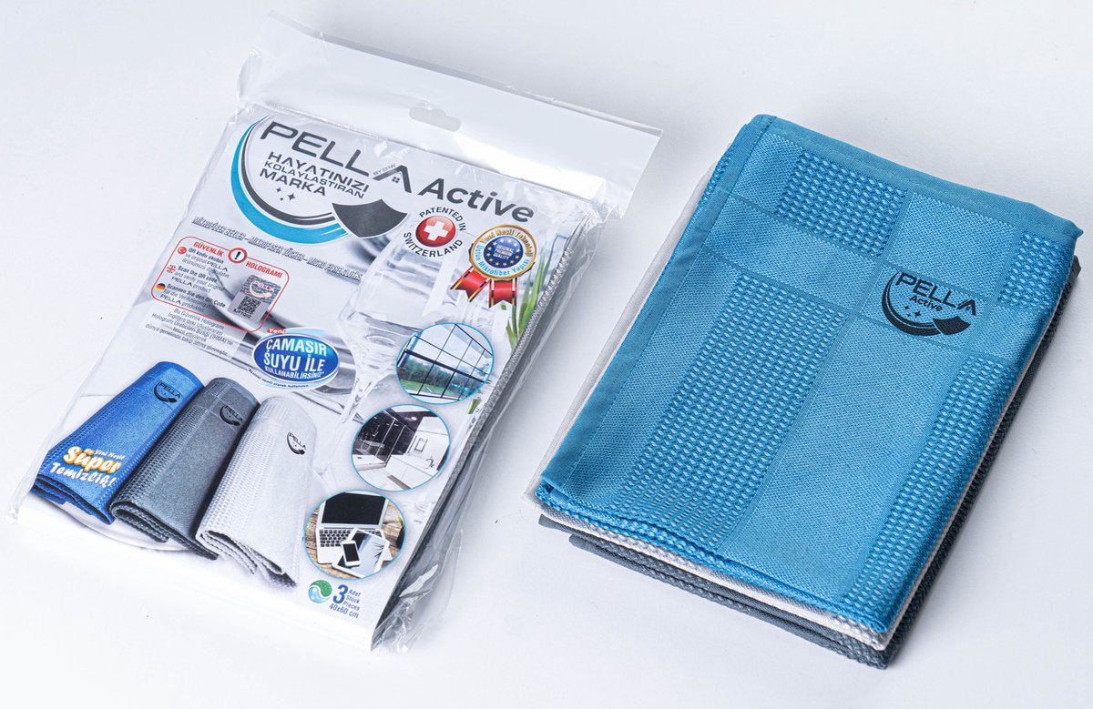 PELLA ACTIVE-New Active formula 3 cleaning cloths-microfiber cloth-streak-free-pella cloth-car cloth-miracle cloth-window cloth-chlorine-proof-polishing products