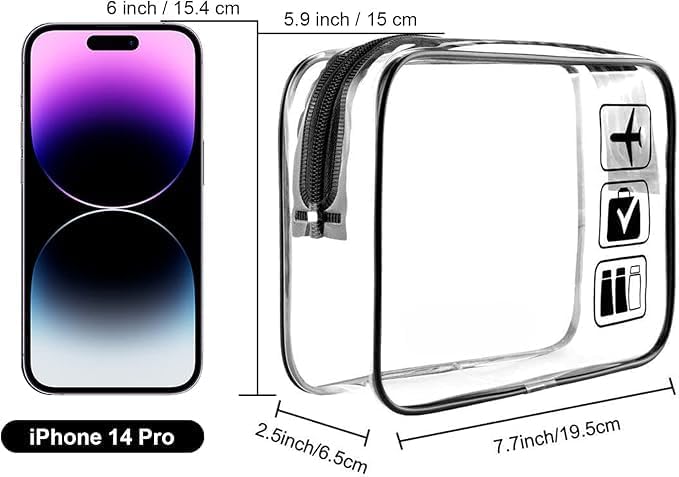Toiletry bag transparent bag for liquids, hand luggage, cosmetics, transparent bag for airport, travel, 1 liter, white