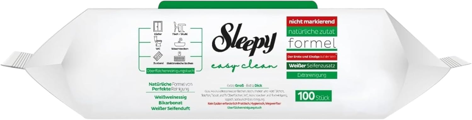 Sleepy Easy Clean 6 x 100 moist wipes (600 sheets in total)