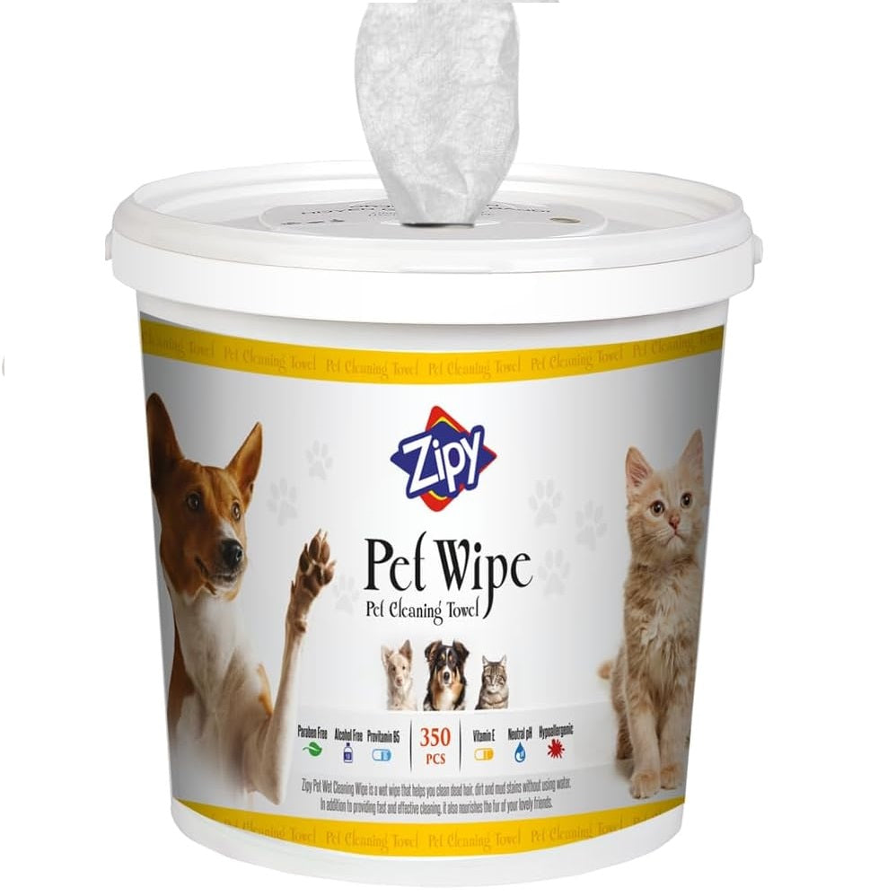 ZIPY 350 stuks vochtige doekjes voor honden, parfumvrij, voor poten, oren, billen en lichaam, 20 x 22 cm