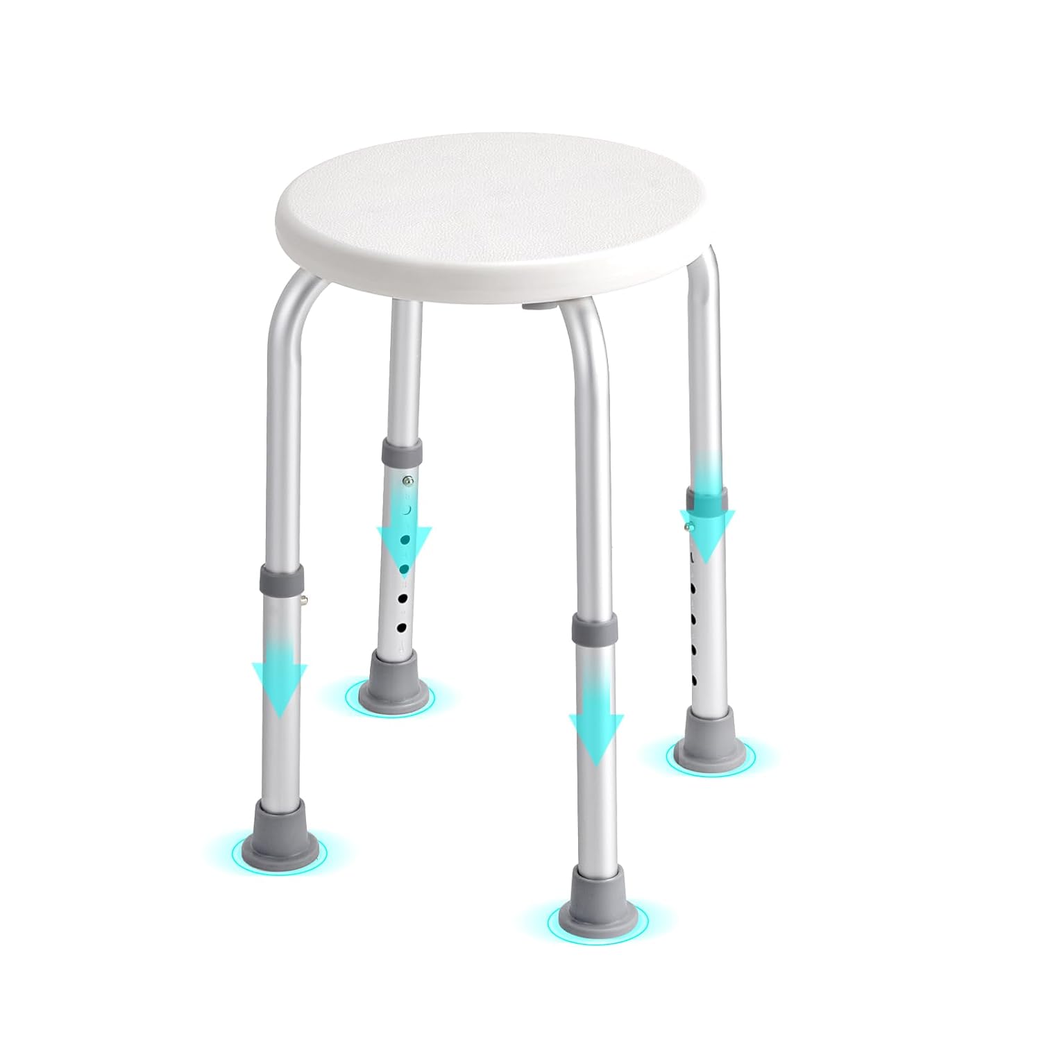 Adjustable Rotating Shower Stool - 360° Swivel Bathroom Safety Chair with Aluminium Frame