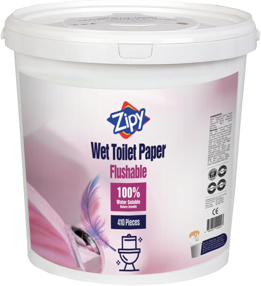 ZIPY Papier toilette humide lavable - Convient pour les adultes, les personnes âgées, les enfants et les animaux domestiques - Biodégradable - Lot de 82 (410 pièces)