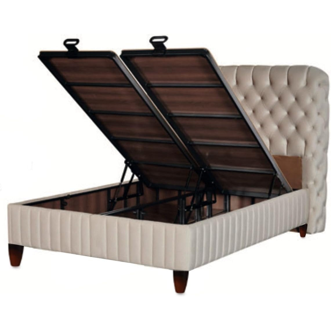 Lit coffre Fluffy avec matelas et sommier, lit avec rangement, ensemble complet avec matelas orthopédique 7 zones avec surmatelas, hypoallergénique, respirant, hauteur de couchage 67 cm