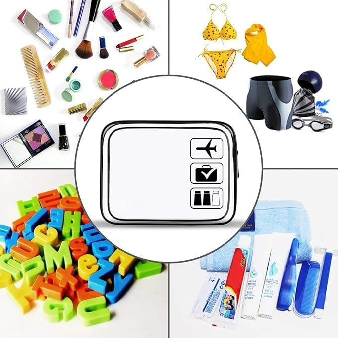 Toiletry bag transparent bag for liquids, hand luggage, cosmetics, transparent bag for airport, travel, 1 liter, white