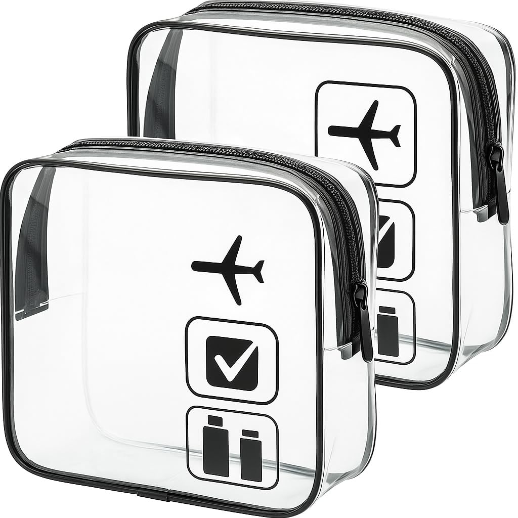 Toiletry bag transparent bag for liquids, hand luggage, cosmetics, transparent bag for airport, travel, 1 liter, white