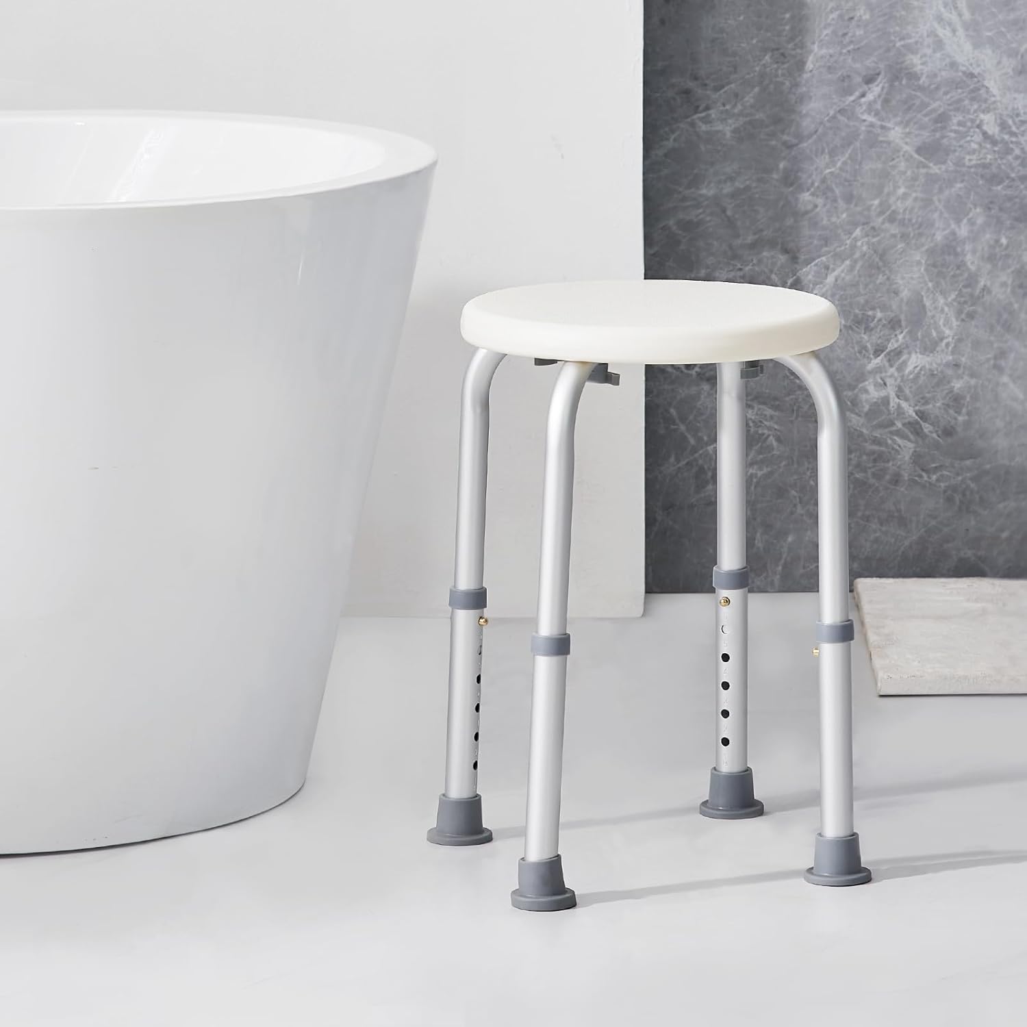 Adjustable Rotating Shower Stool - 360° Swivel Bathroom Safety Chair with Aluminium Frame
