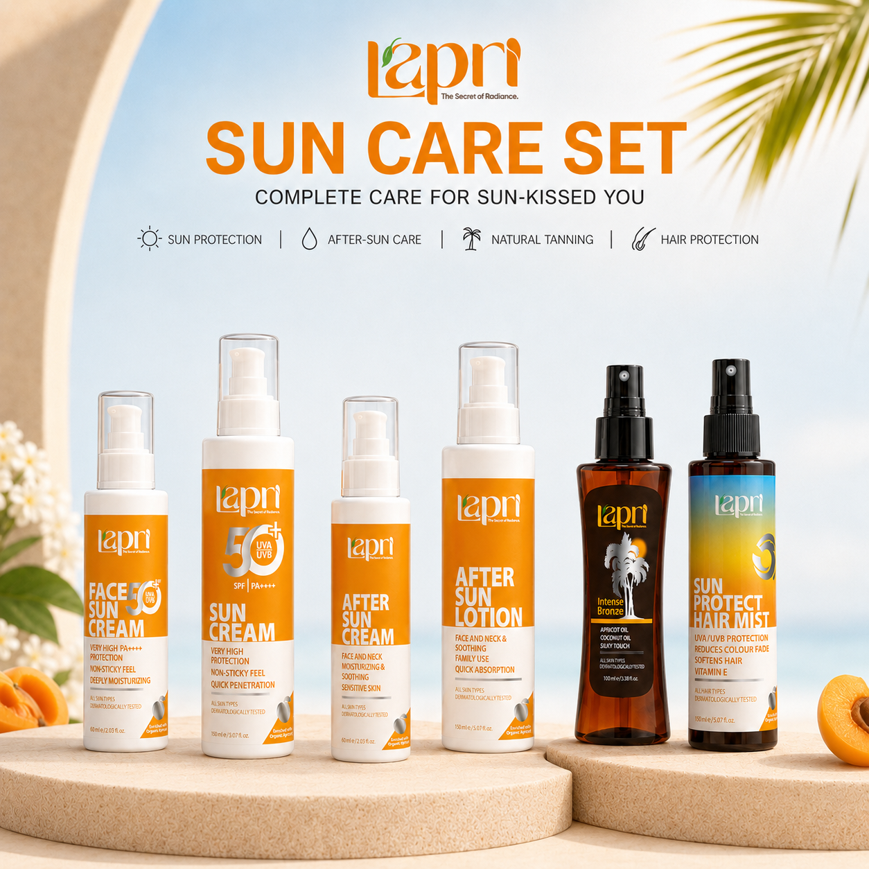 Lapri Complete Summer Sun Care Set – Full Summer Sunscreen, After Sun, Tanning & Hair Protection