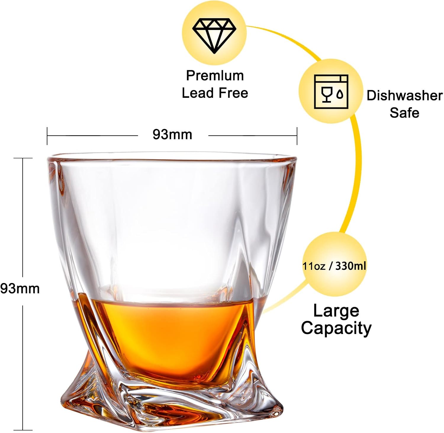 Crystal Whiskey Glasses Gift Set - Pack of 6