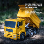 Camion benne télécommandé – 6 canaux entièrement fonctionnel avec lumières et sons – Échelle 1:28