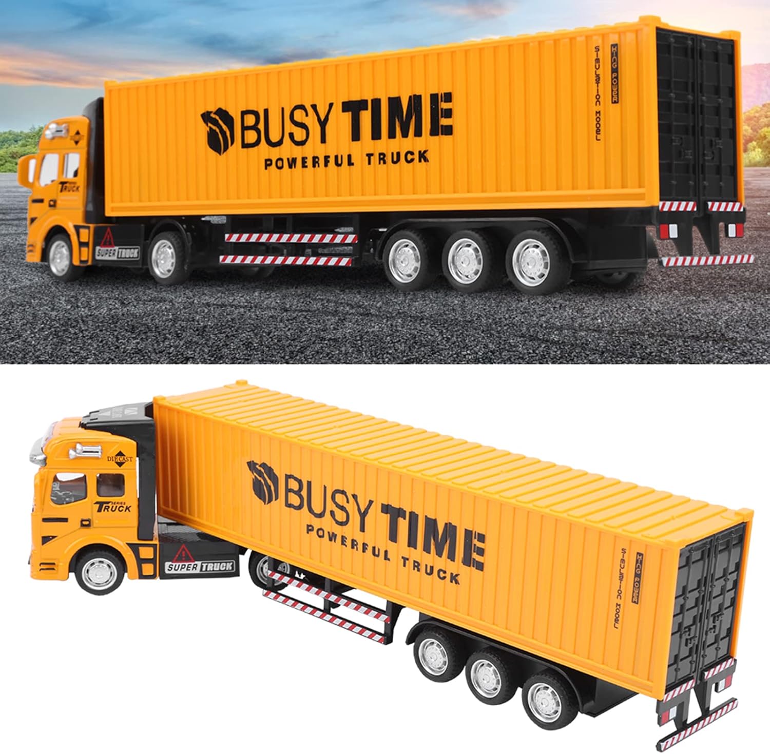 Alloy Container Truck Toy - Yellow Simulation Vehicle