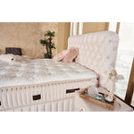 Lit coffre Fluffy avec matelas et sommier, lit avec rangement, ensemble complet avec matelas orthopédique 7 zones avec surmatelas, hypoallergénique, respirant, hauteur de couchage 67 cm