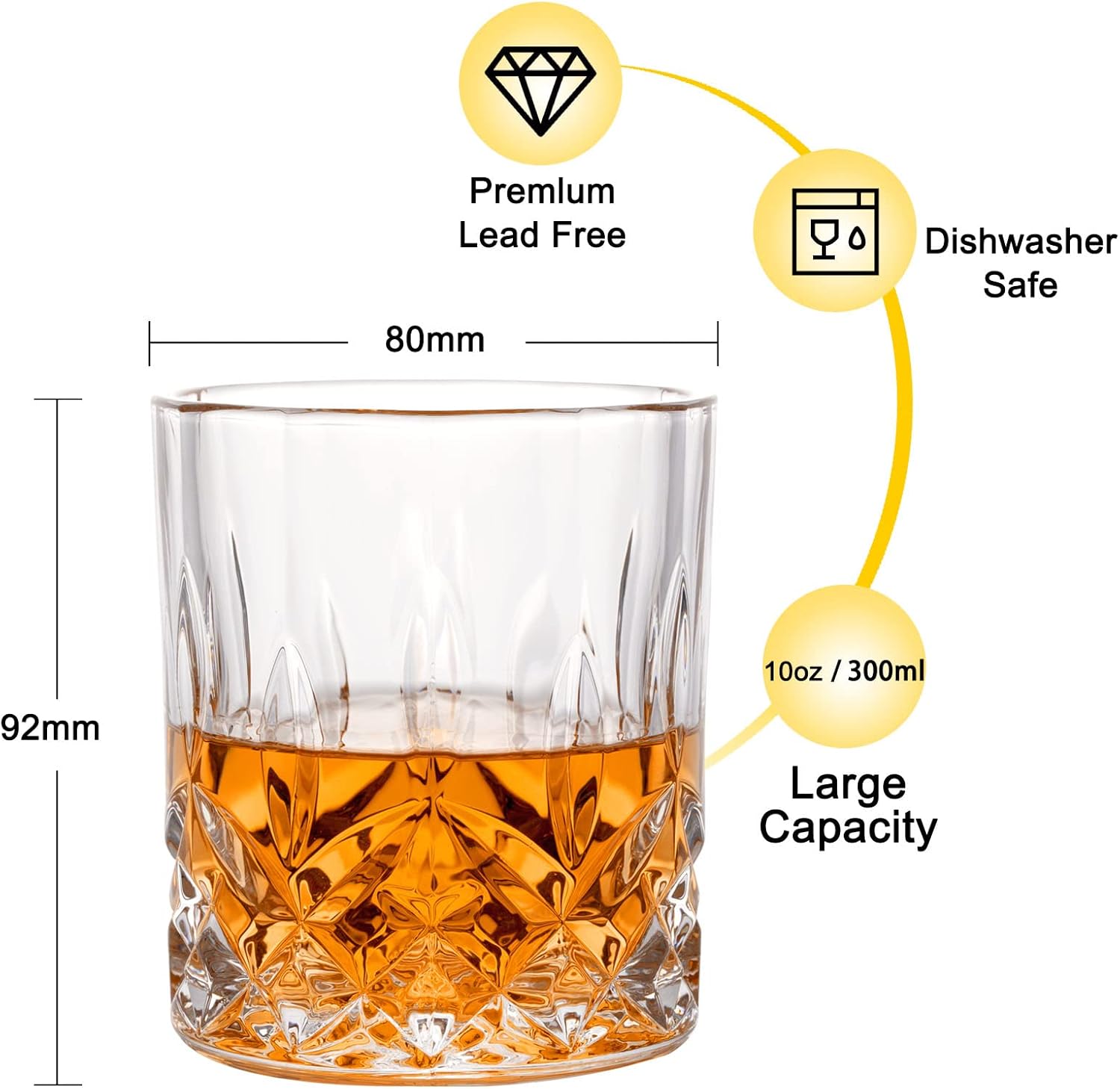 Crystal Whiskey Glasses Gift Set - Pack of 6