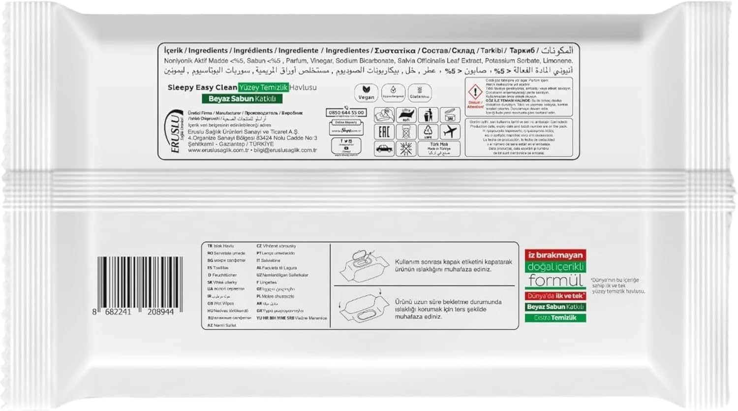 Sleepy Easy Clean 6 x 100 moist wipes (600 sheets in total)