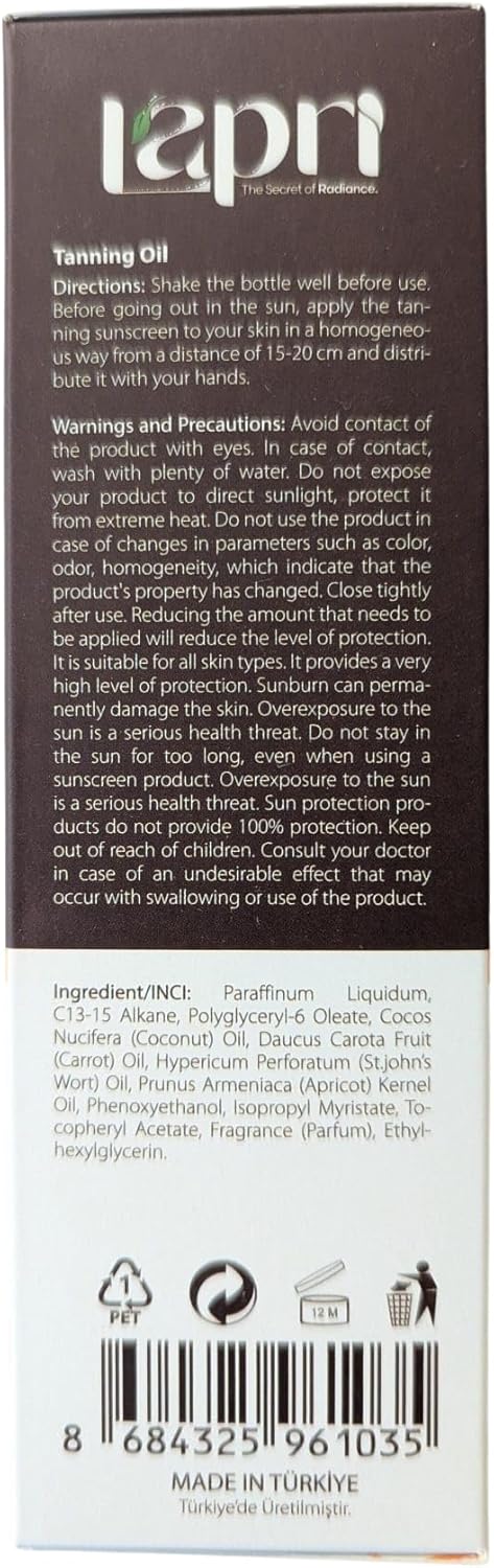 Lapri - Soin et protection - Soin des cheveux et du corps à l'huile d'abricot - Testé dermatologiquement (huile de bronze intense de Lapri Intense - 100 ml)
