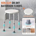 Adjustable Rotating Shower Stool - 360° Swivel Bathroom Safety Chair with Aluminium Frame