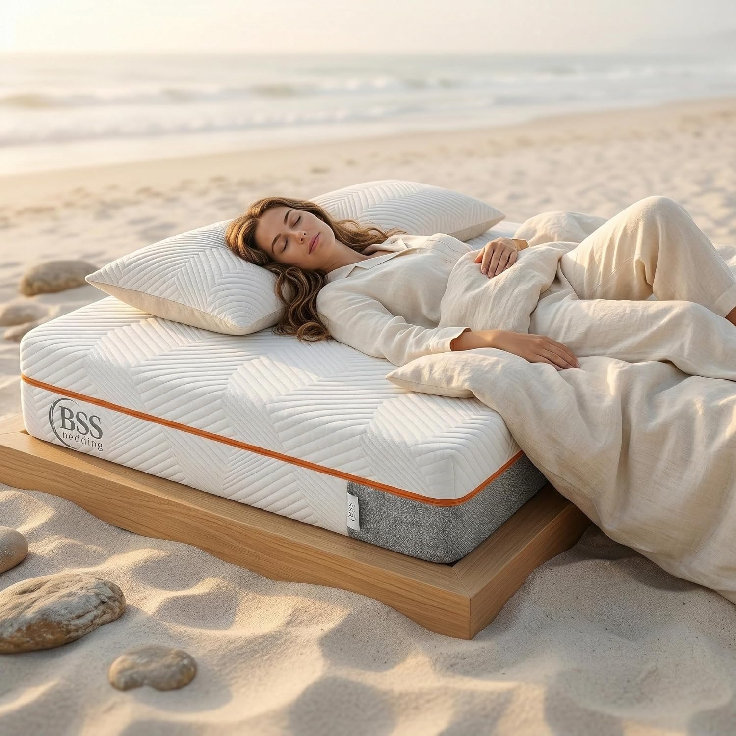 BSS Bedding Matelas Elite 22 cm – Matelas Mousse à Mémoire de Forme 7 Zones, Orthopédique, Soulage la Pression, Respirant et Antidérapant – Pour Dormeurs sur le Dos, le Côté et le Ventre