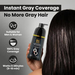 Shampoing Teinture Cheveux Noirs 400ml - Couverture 100% des Cheveux Gris en 5-10 Minutes, Résultats Professionnels & Qualité Salon, Couleur & Shampoing 2-en-1, Ne Tache Pas la Peau, Pour Hommes & Femmes
