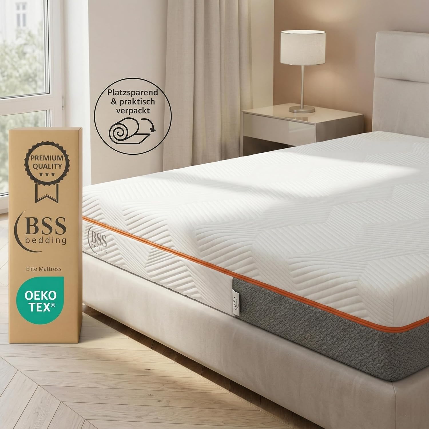 BSS Bedding Matelas Elite 22 cm – Matelas Mousse à Mémoire de Forme 7 Zones, Orthopédique, Soulage la Pression, Respirant et Antidérapant – Pour Dormeurs sur le Dos, le Côté et le Ventre