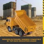 Camion benne télécommandé – 6 canaux entièrement fonctionnel avec lumières et sons – Échelle 1:28