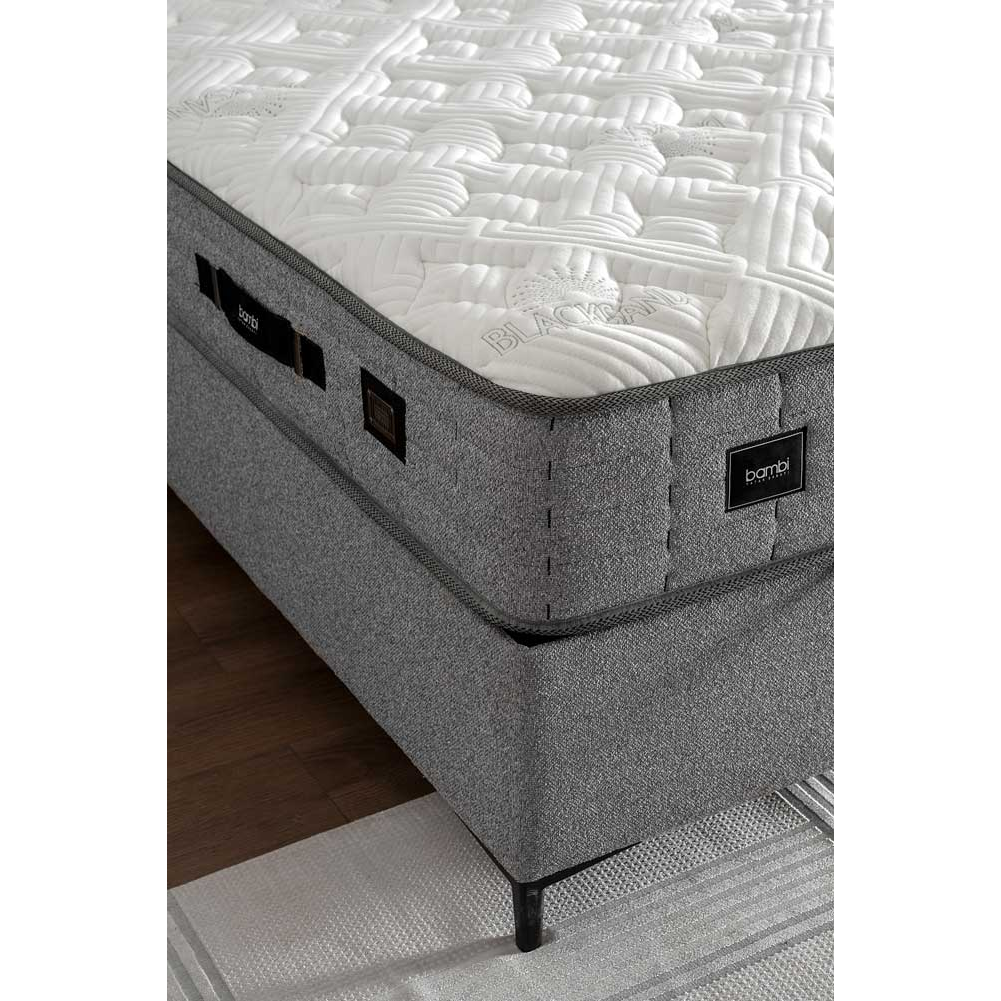 BAMBI - Ensemble Lit Sommier Boxspring Blacksand avec Rangement & Tête de Lit LED | Ensemble de Chambre Luxueux Premium