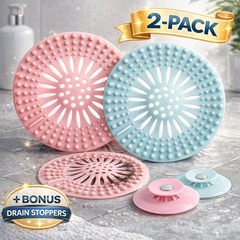 2-Pack Silicone Shower Drain Hair Catcher – Anti-Clog Bathtub & Sink Strainer, Reusable Floor Drain Cover