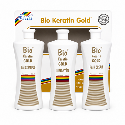Bio Keratin Gold Set, Shampooing, Kératine & Après-Shampooing - Lissant, Nourrissant - Kit de Soin Capillaire - Shampooing et Après-Shampooing
