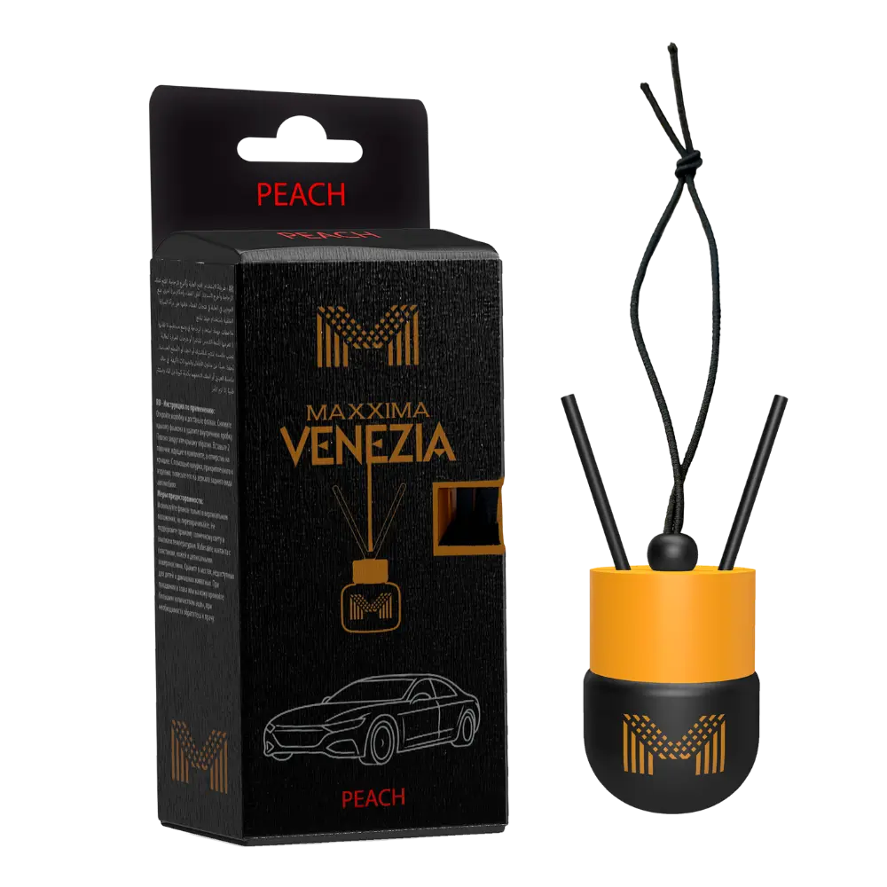 MAXXIMA VENEZIA Désodorisant de Voiture à Suspendre – Diffuseur de Parfum Décoratif avec Bâtonnets et Cordon – Désodorisant de Voiture Élégant pour Rétroviseur – Divers Parfums