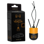 MAXXIMA VENEZIA Désodorisant de Voiture à Suspendre – Diffuseur de Parfum Décoratif avec Bâtonnets et Cordon – Désodorisant de Voiture Élégant pour Rétroviseur – Divers Parfums