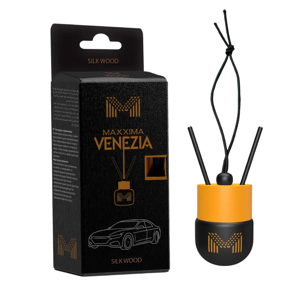 MAXXIMA VENEZIA Désodorisant de Voiture à Suspendre – Diffuseur de Parfum Décoratif avec Bâtonnets et Cordon – Désodorisant de Voiture Élégant pour Rétroviseur – Divers Parfums