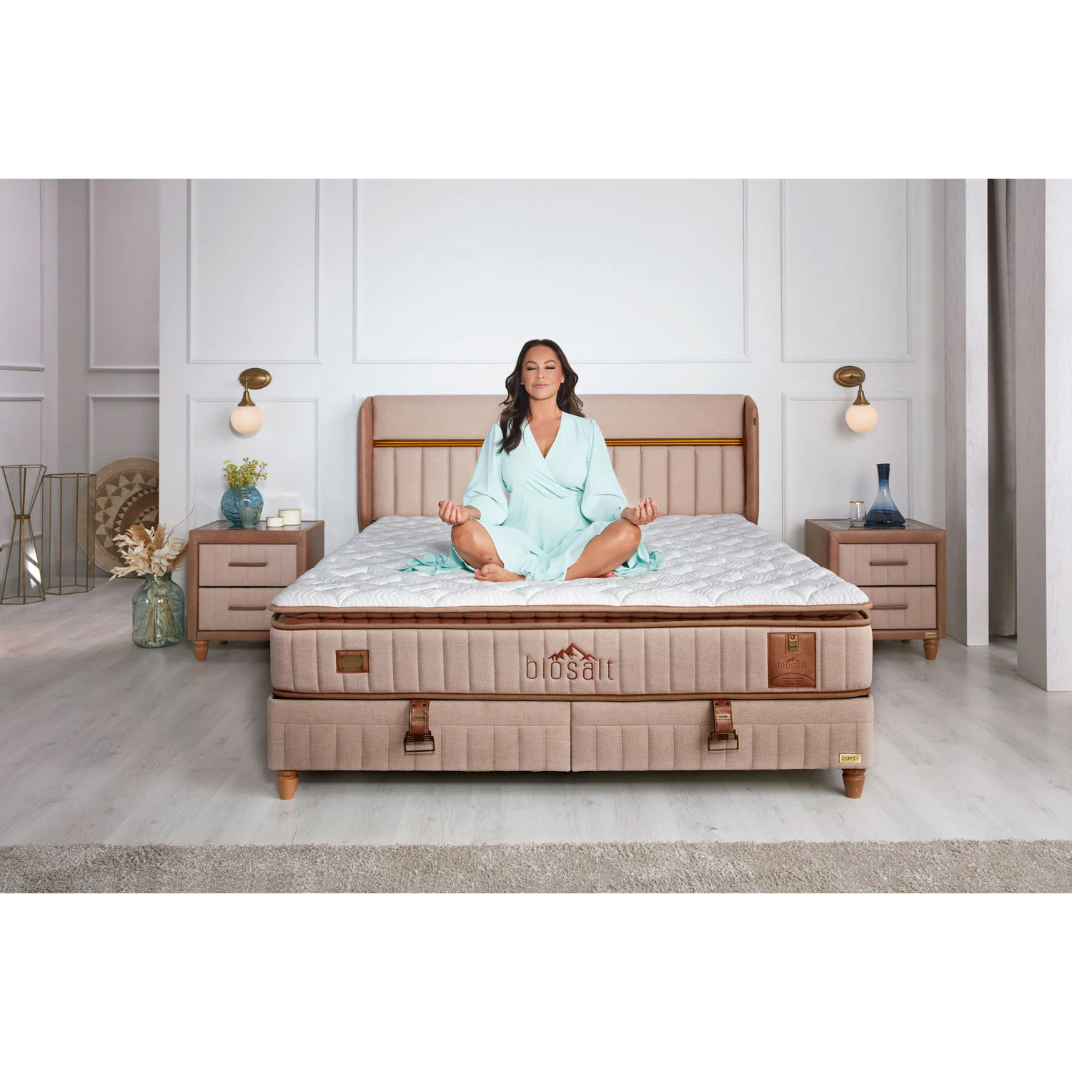 BAMBI - Matelas Hybride de Luxe Biosalt 33 cm – Ressorts Ensachés & Hyper Foam, Fermeté Moyenne H3, Soutien Orthopédique, Matelas Respirant en Tissu Premium