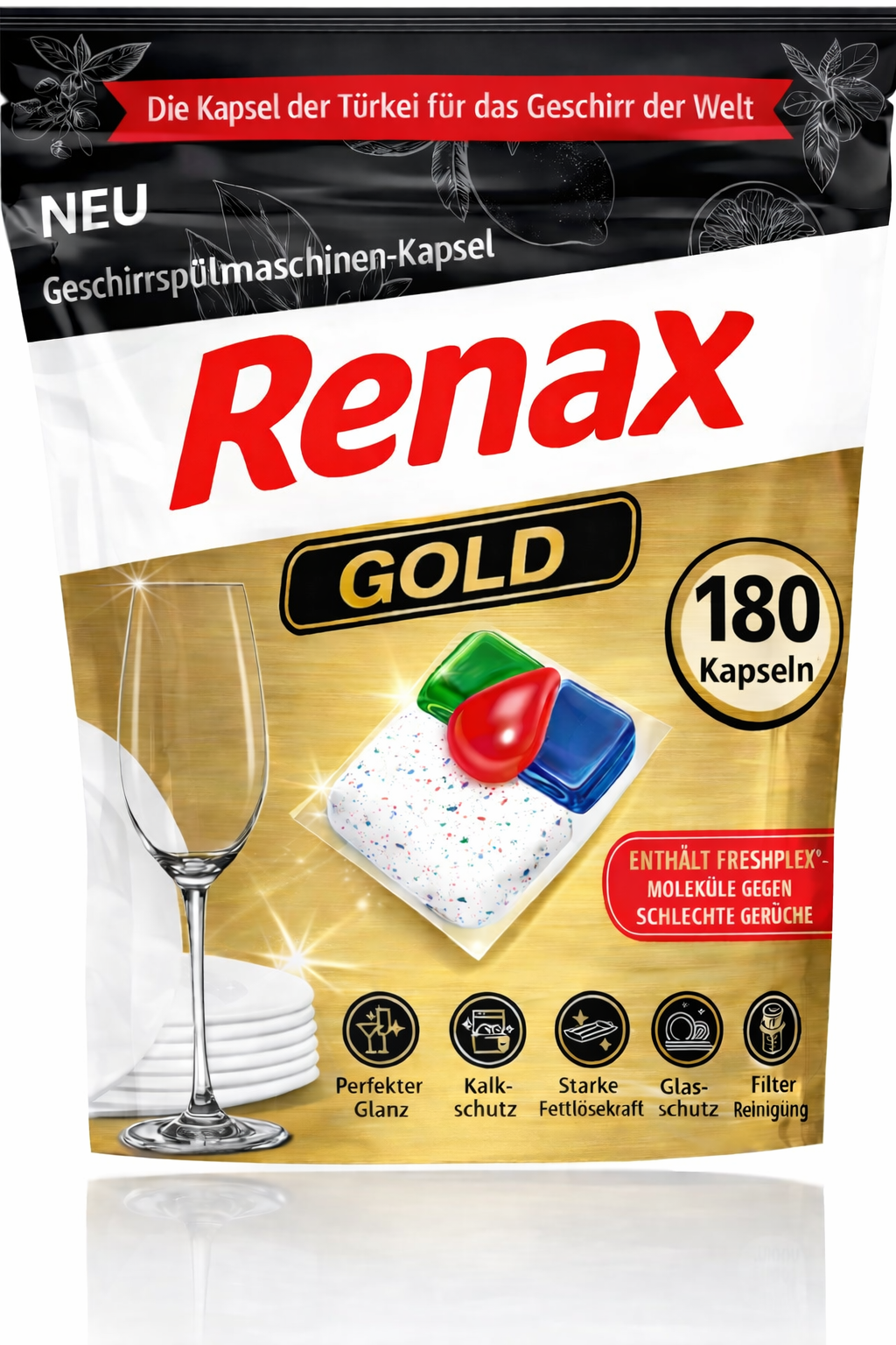 All-in-One Geschirrspülkapseln, Geschirrspültabs mit Salz, Klarspüler, Kalkschutz und Fettlösekraft, Geschirrspülkapseln – Fettlösekraft, Glas- und Kalkreinigung