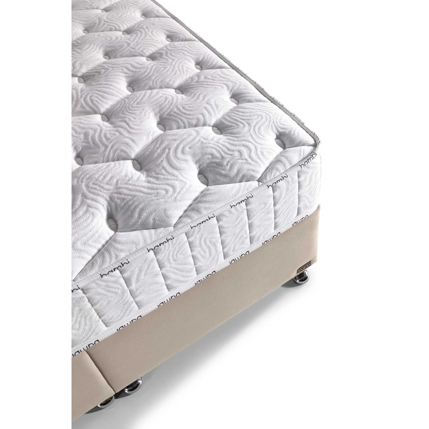 BAMBI - Ensemble de lit tapissier Golden Prime H3 – Lit de luxe avec rangement, matelas à ressorts ensachés premium et tête de lit rembourrée douce