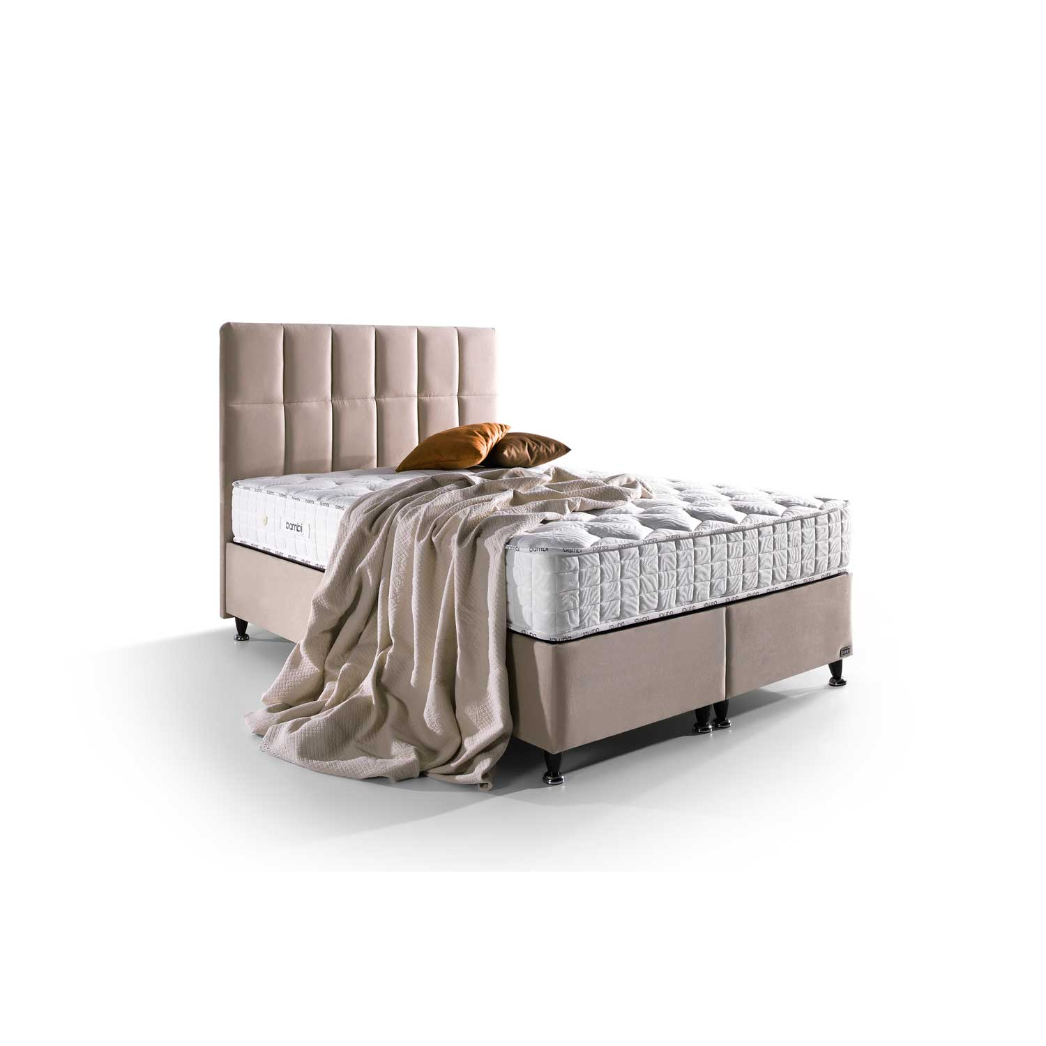 BAMBI - Ensemble de lit tapissier Golden Prime H3 – Lit de luxe avec rangement, matelas à ressorts ensachés premium et tête de lit rembourrée douce