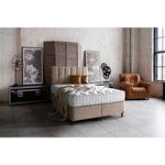 BAMBI - Ensemble de lit tapissier Golden Prime H3 – Lit de luxe avec rangement, matelas à ressorts ensachés premium et tête de lit rembourrée douce