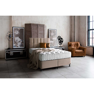 BAMBI - Ensemble de lit tapissier Golden Prime H3 – Lit de luxe avec rangement, matelas à ressorts ensachés premium et tête de lit rembourrée douce