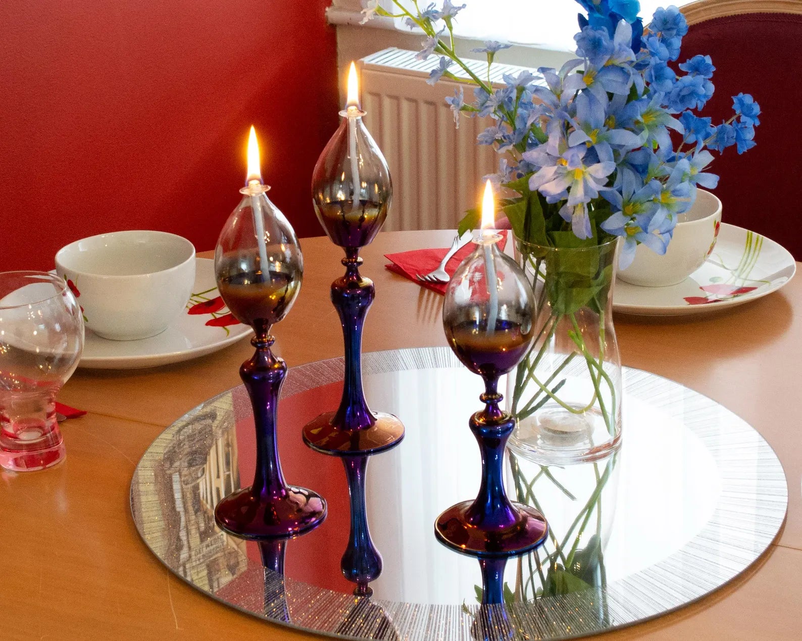 Euphoria Handmade Glass Oil Lamps - Pack of 3