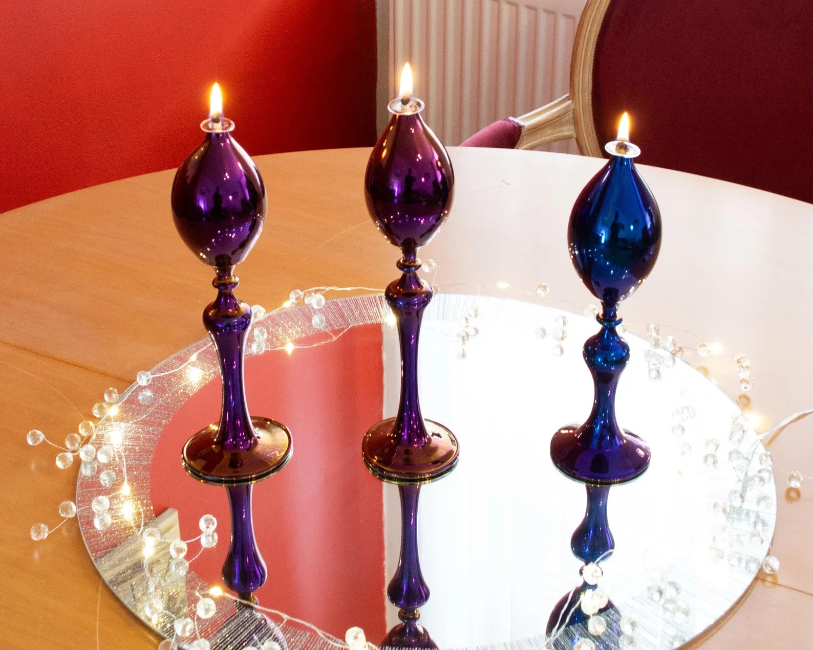 Euphoria Handmade Glass Oil Lamps - Pack of 3