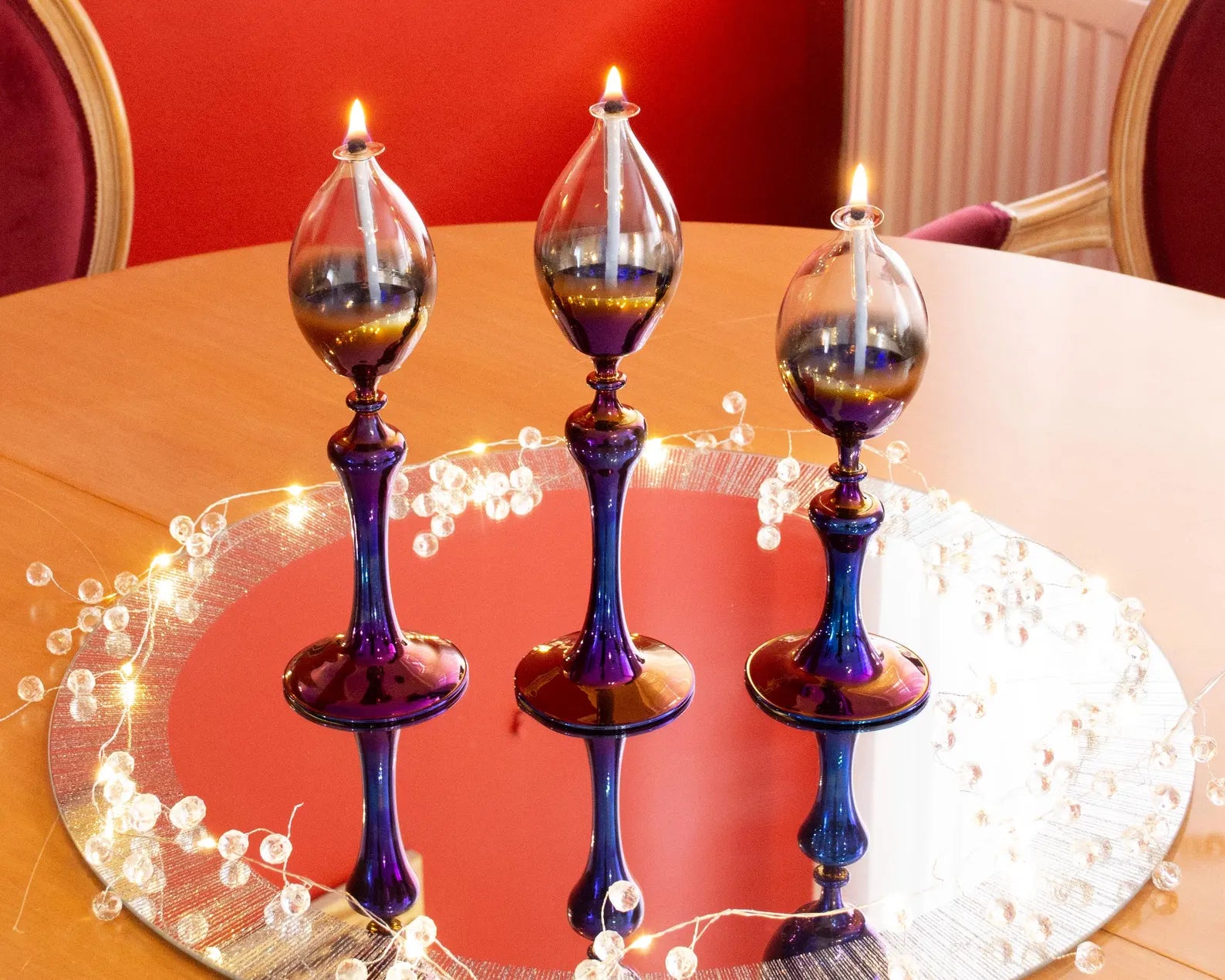 Euphoria Handmade Glass Oil Lamps - Pack of 3