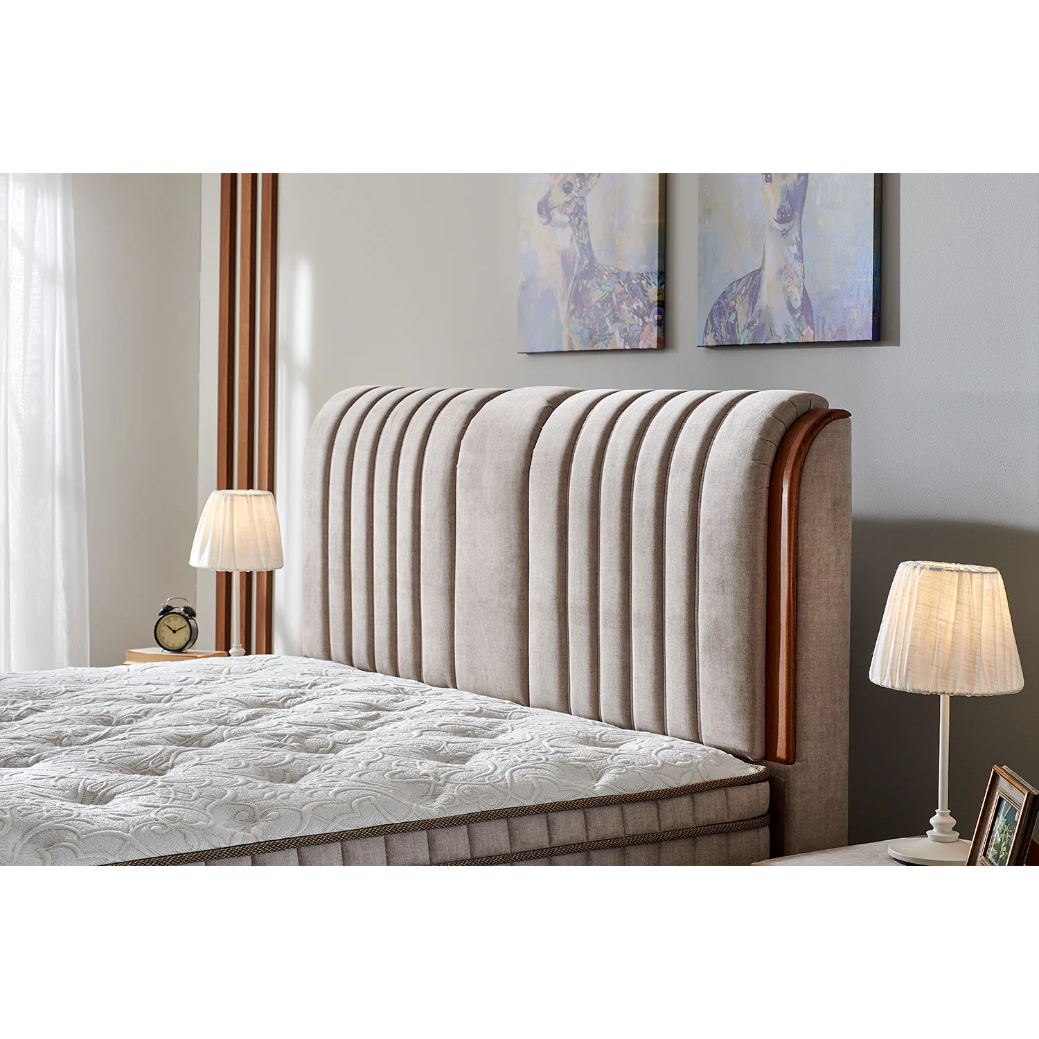 Bambi Kapok Naturel Boxspring Bed Set H3 with Storage, Headboard & Pocket Spring Mattress