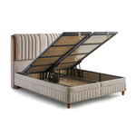 Bambi Kapok Naturel Boxspring Bed Set H3 with Storage, Headboard & Pocket Spring Mattress
