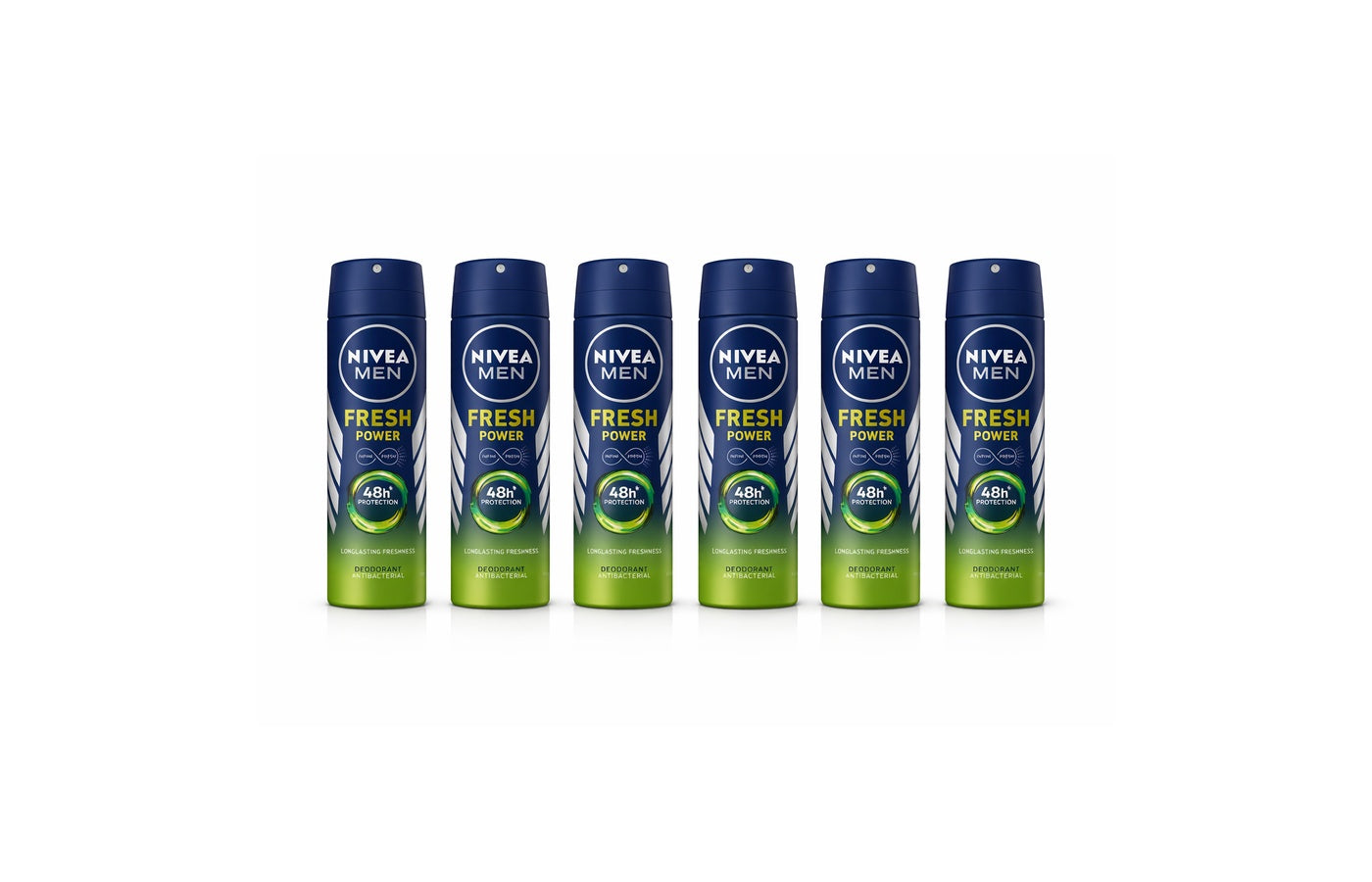 Nivea Men Deodorant Fresh Power - 48h Anti-Perspirant Protection - Pack of 6