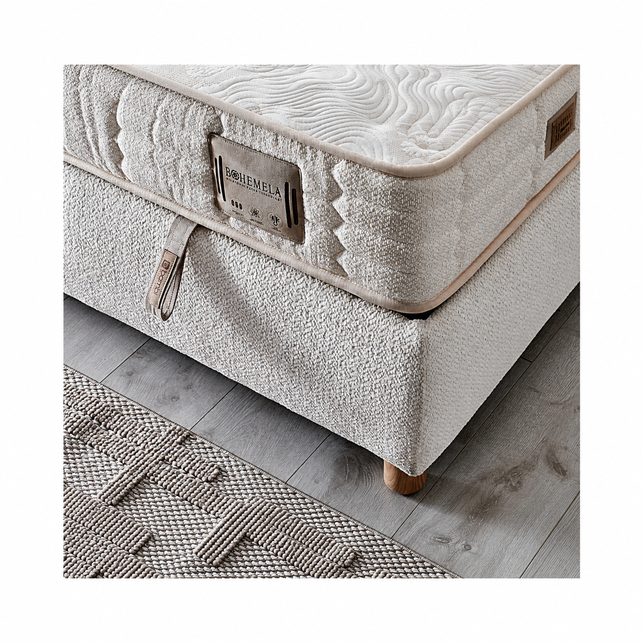 BAMBI Bohemela Boxspring Bed Set H3 | 7-Zone Mattress & Storage