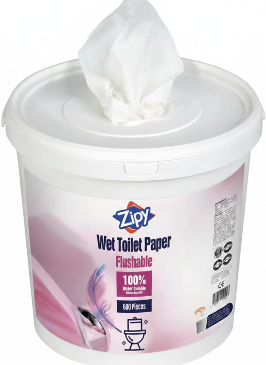 ZIPY Flushable Moist Toilet Paper – Biodegradable, Plastic-Free – Suitable for Adults, Seniors, Children – (600 Sheets)